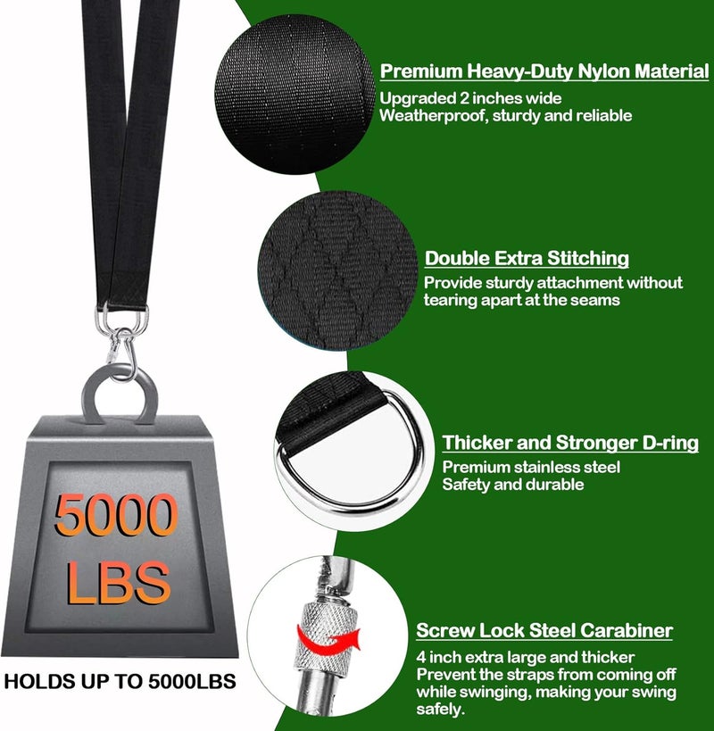 Werfeito Tree Swing Hanging Straps Kit (Set of 2) - 3FT/8FT/10FT/20FT/30FT Heavy Duty Tree Swing Straps Holds 5000 lbs, Easy & Fast Installation for All Types of Swings and Hammocks(30 FT) - Image 2